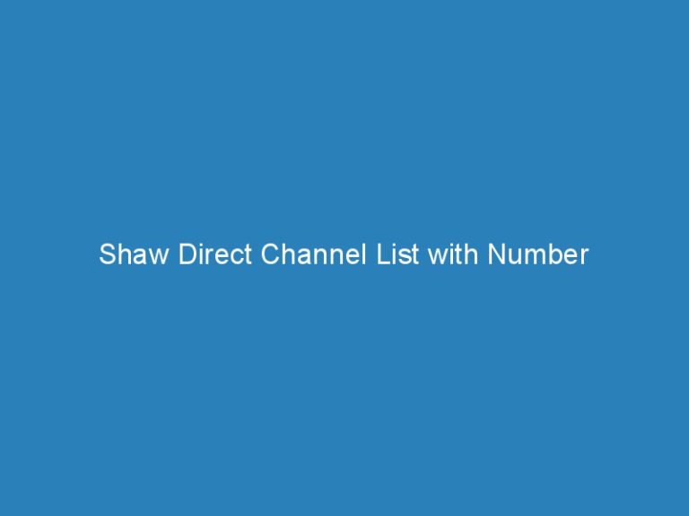 Shaw Direct Channel List with Number