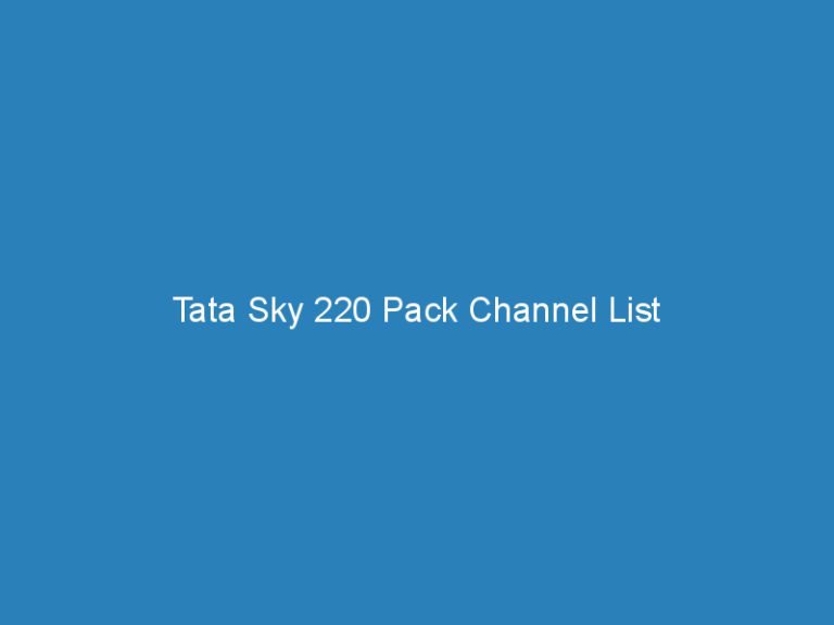 Tata Sky 220 Pack Channel List