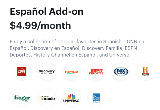 Hulu Live TV Espanol Addon Channels